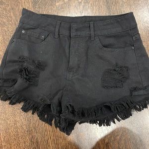 black denim shorts
